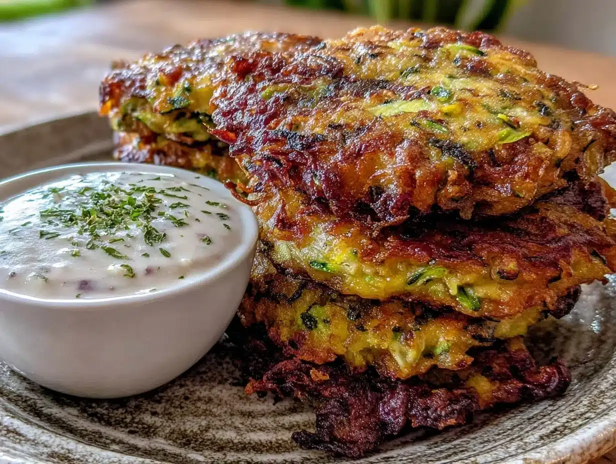 crispy parmesan zucchini fritters - featured image