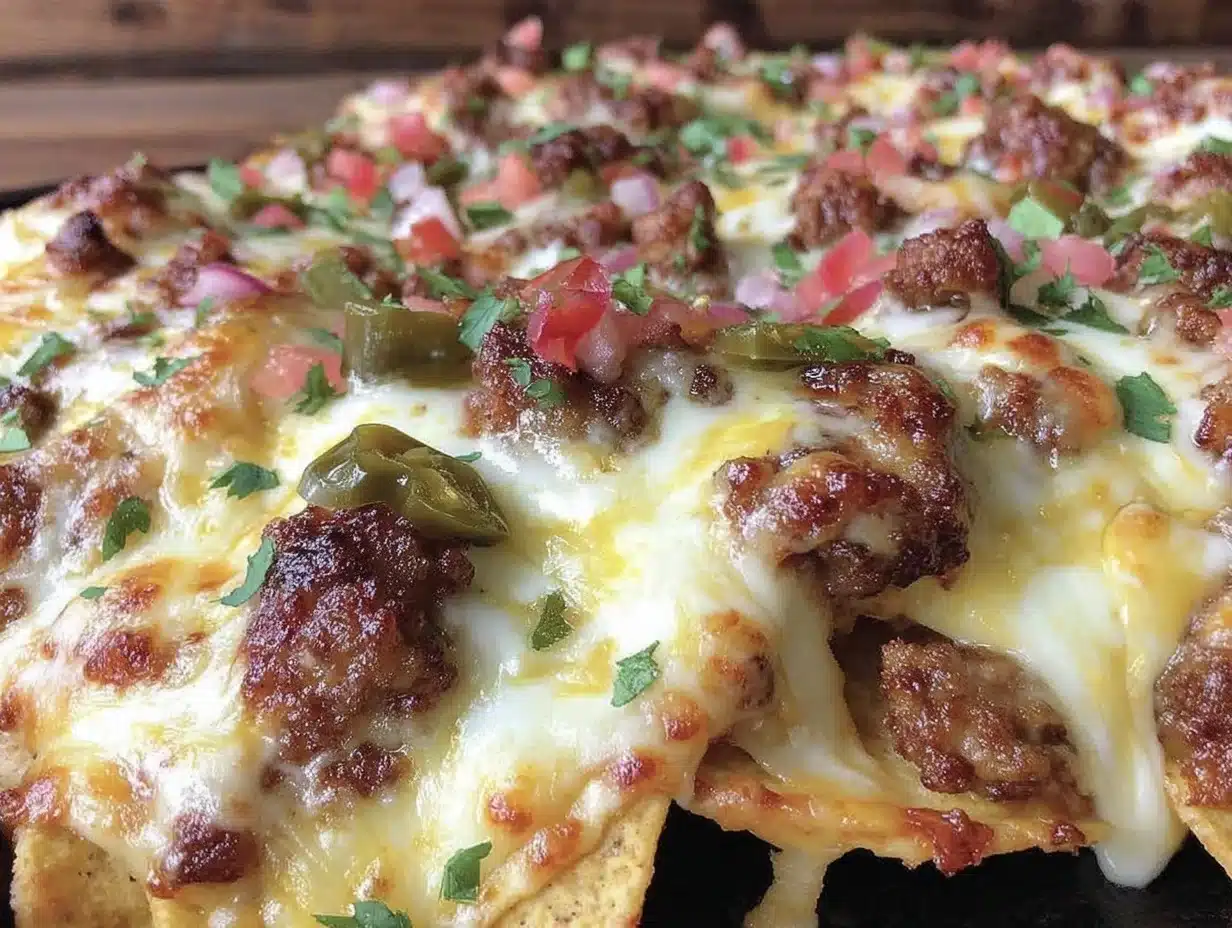 crispy sheet pan queso fundido nachos - featured image
