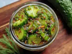 easy crispy dill refrigerator pickles - featured image