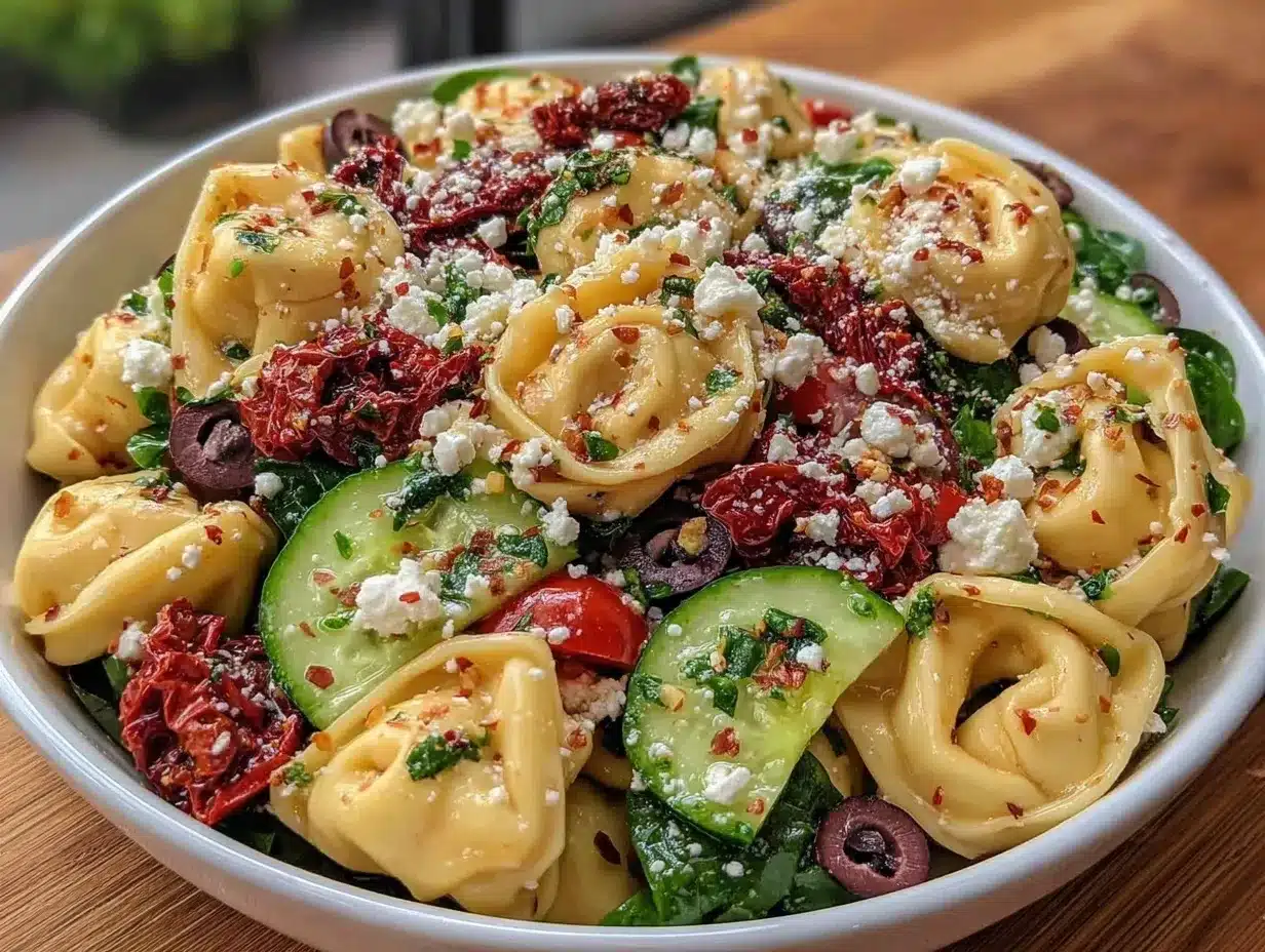 easy greek tortellini pasta salad preparation steps
