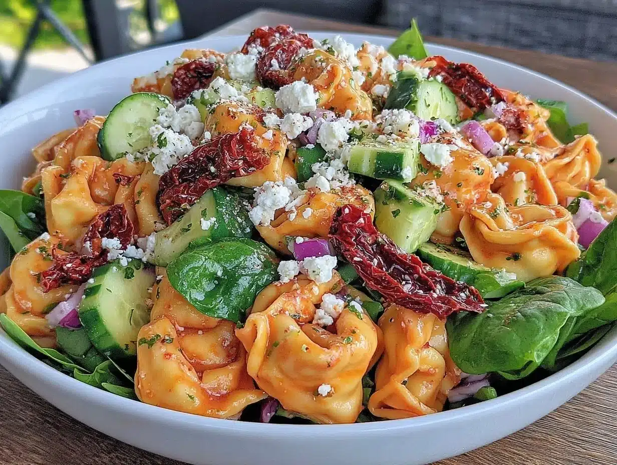 easy greek tortellini pasta salad - featured image