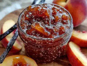 easy honey vanilla fresh peach jam - featured image