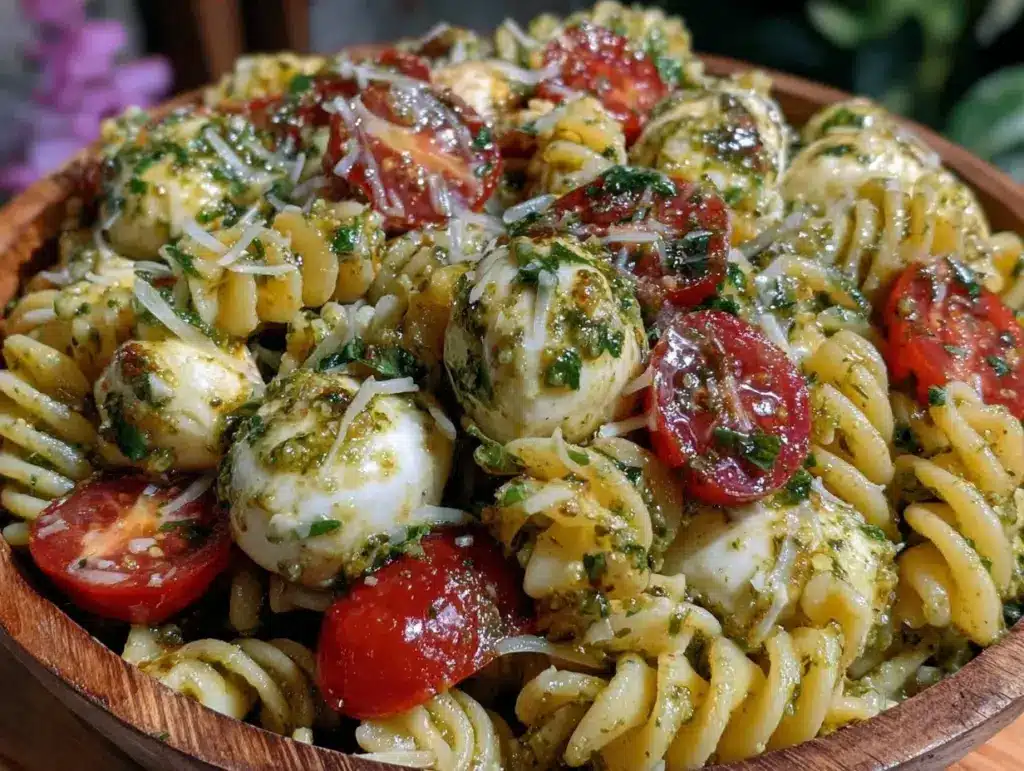 fresh cold caprese pasta lunch box - featured image
