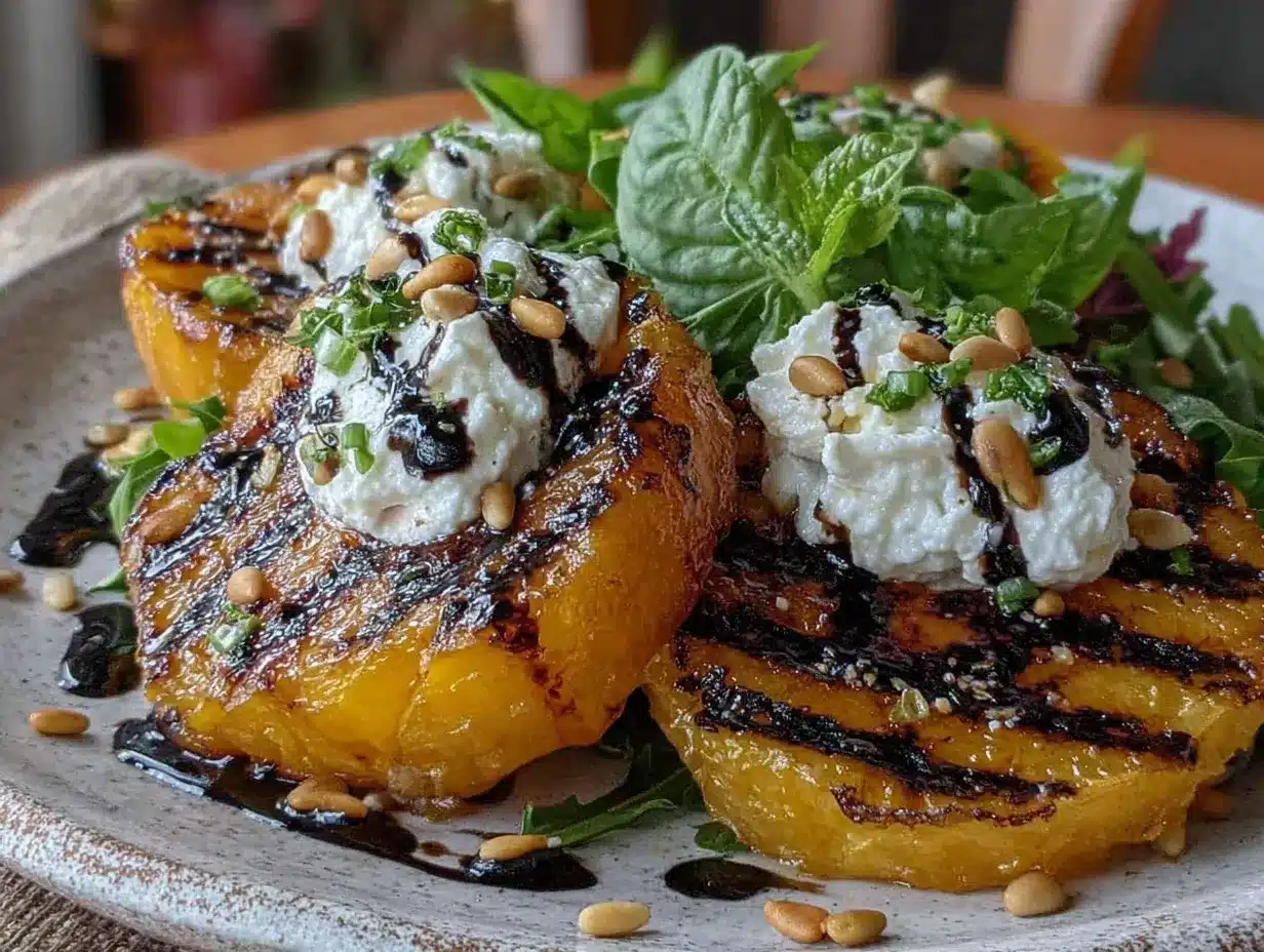 fresh grilled peach and burrata salad preparation steps