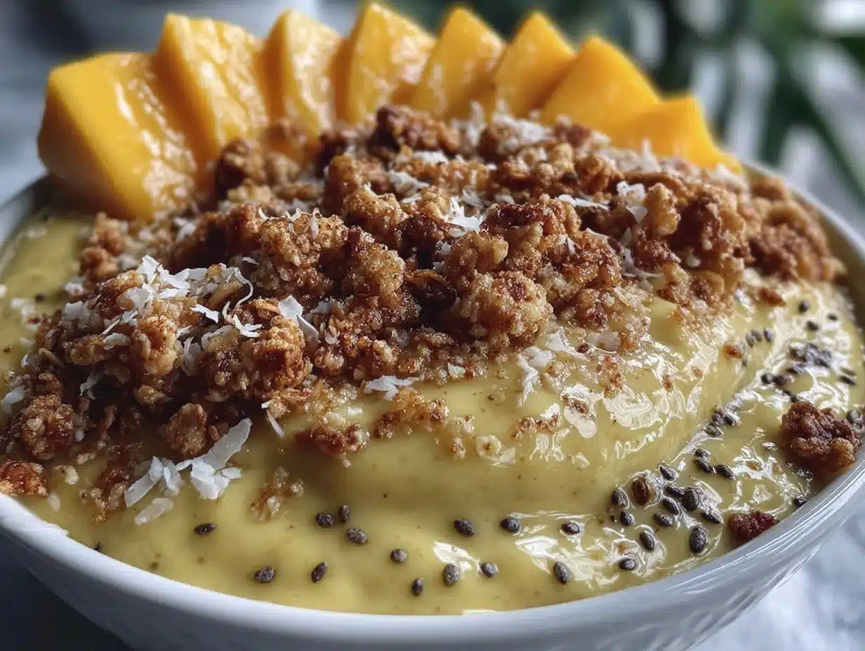 fresh mango coconut protein smoothie bowl - featured image