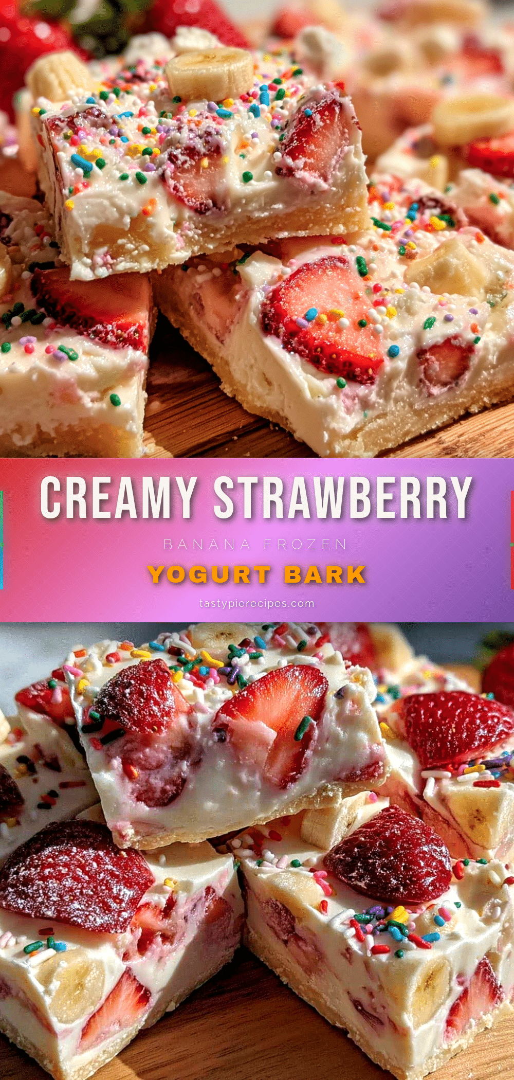 fresh strawberry banana frozen yogurt bark recipe