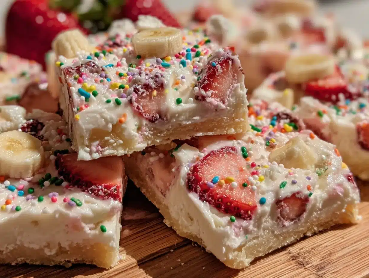 fresh strawberry banana frozen yogurt bark - featured image