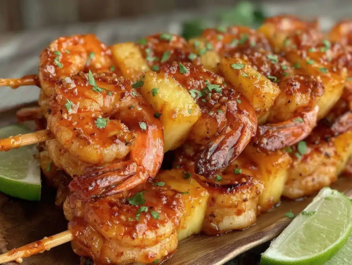 fresh tropical mango pineapple shrimp skewers preparation steps