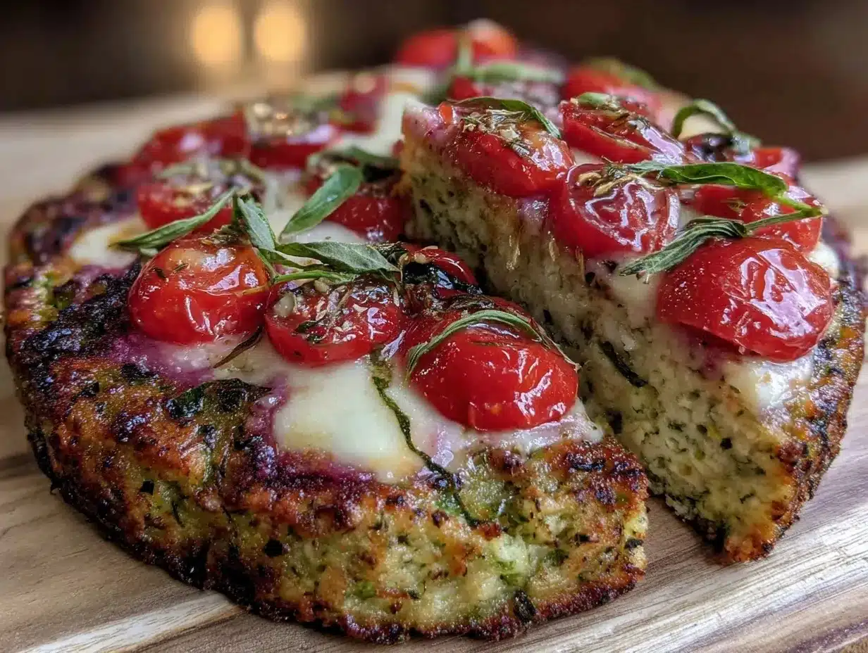 fresh zucchini crust caprese flatbread preparation steps