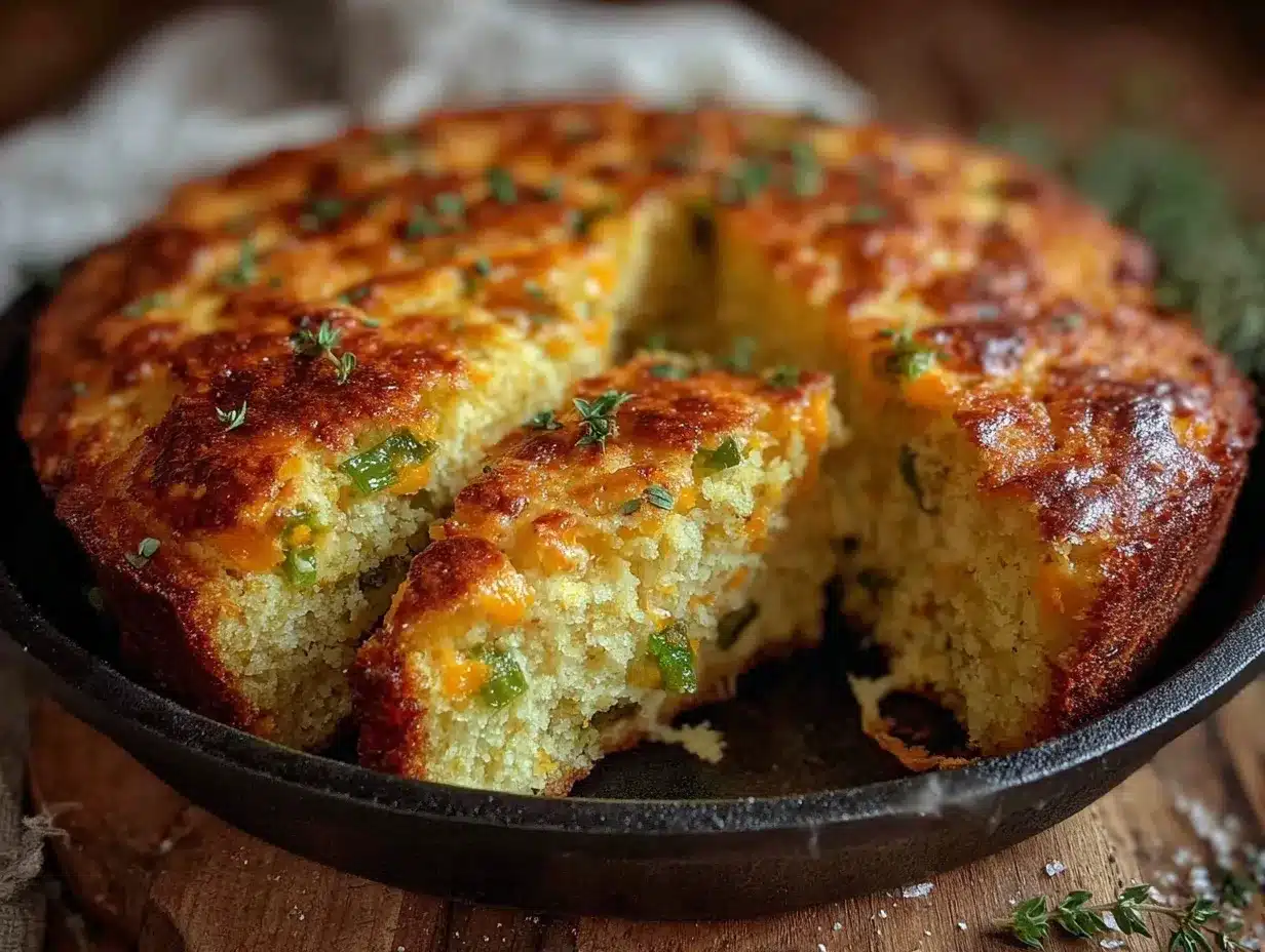 Hatch chile and sharp cheddar cornbread preparation steps