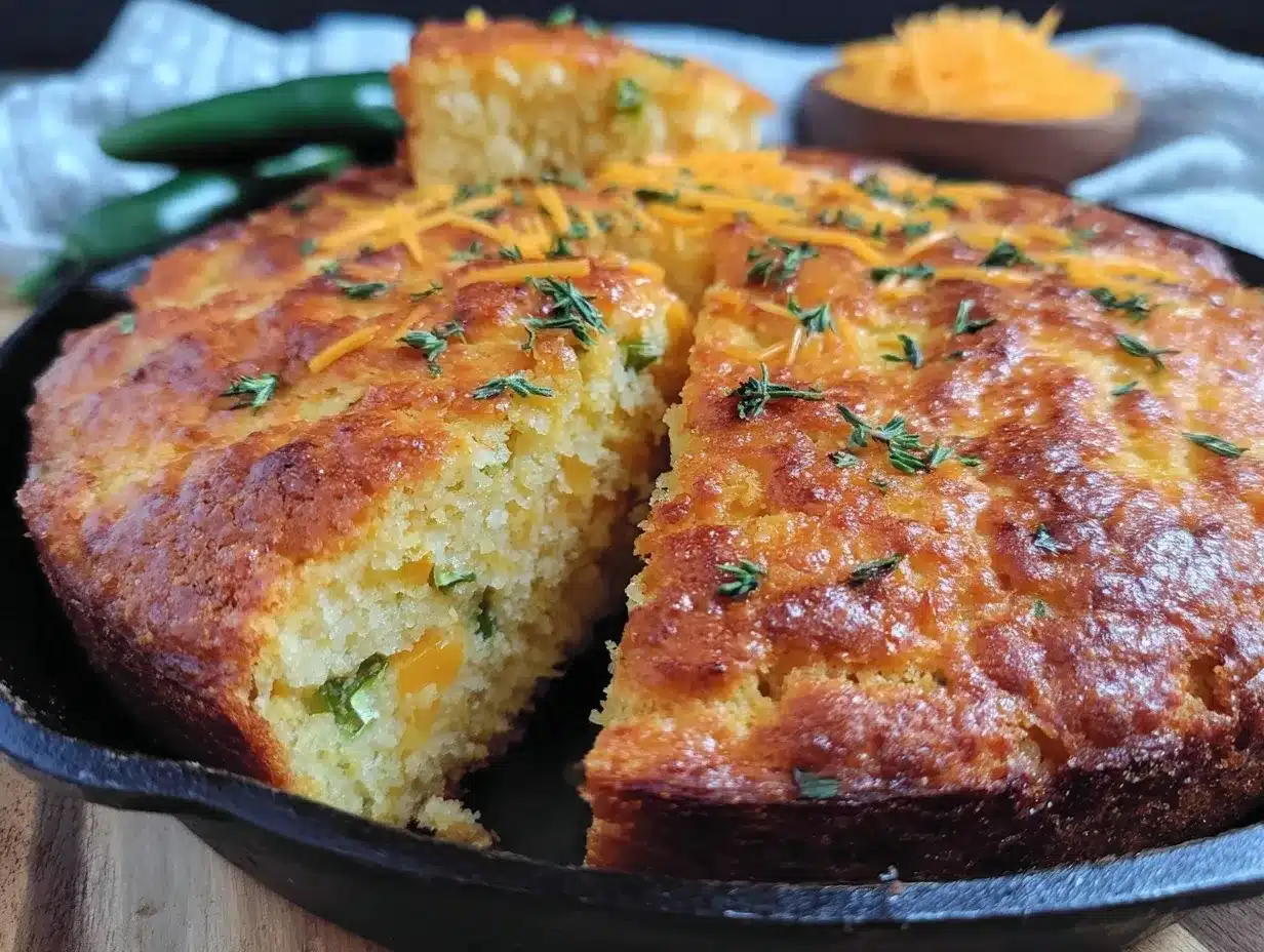 Hatch green chile cheddar cornbread skillet preparation steps