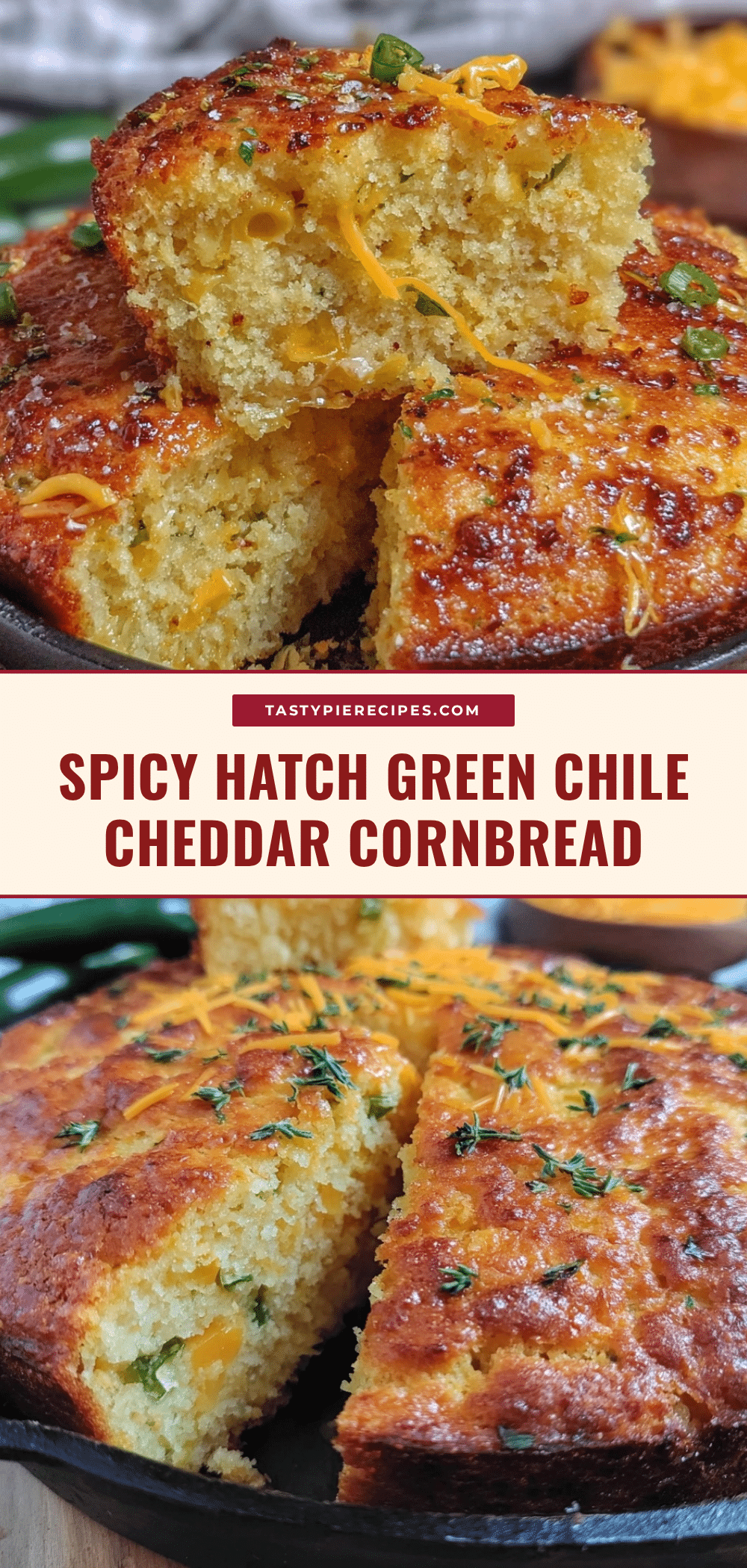 Hatch green chile cheddar cornbread skillet recipe