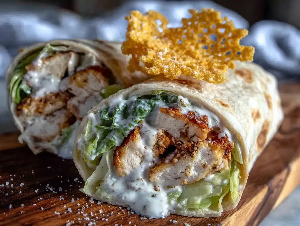 Healthy Chicken Caesar Wrap preparation steps