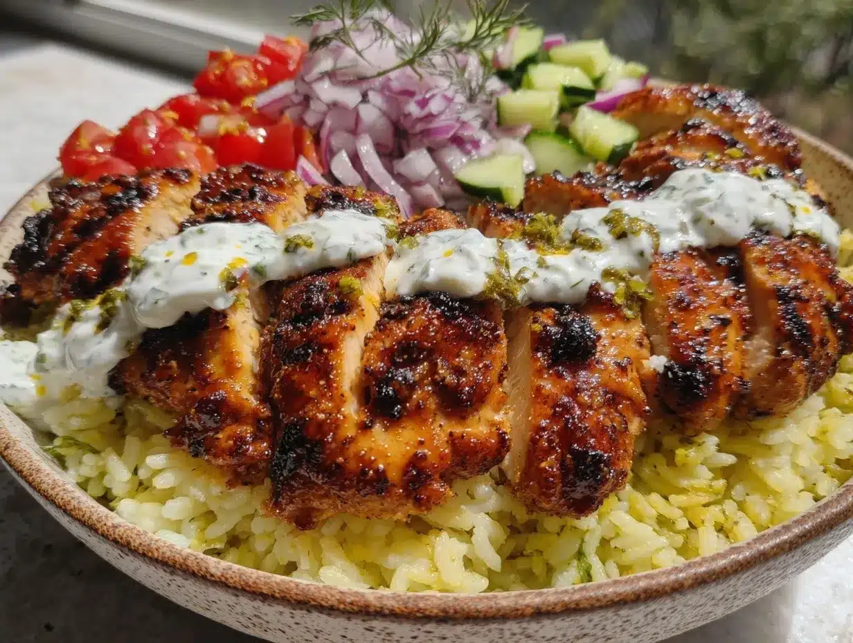 healthy greek chicken bowl preparation steps