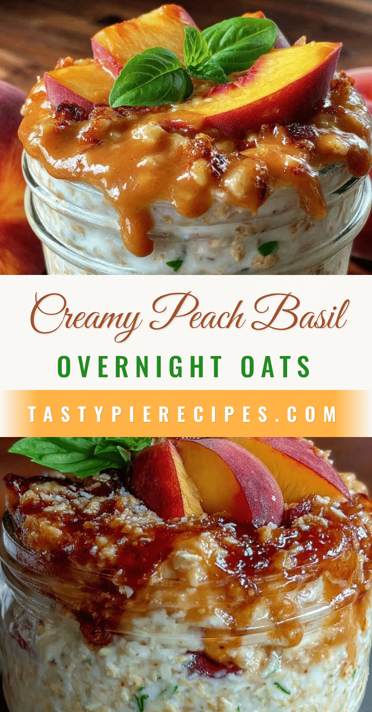 healthy peach basil overnight oats recipe