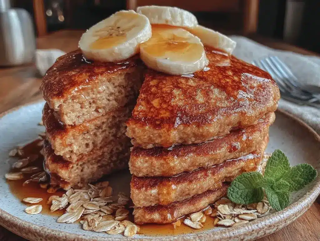 high-protein banana oat pancakes - featured image