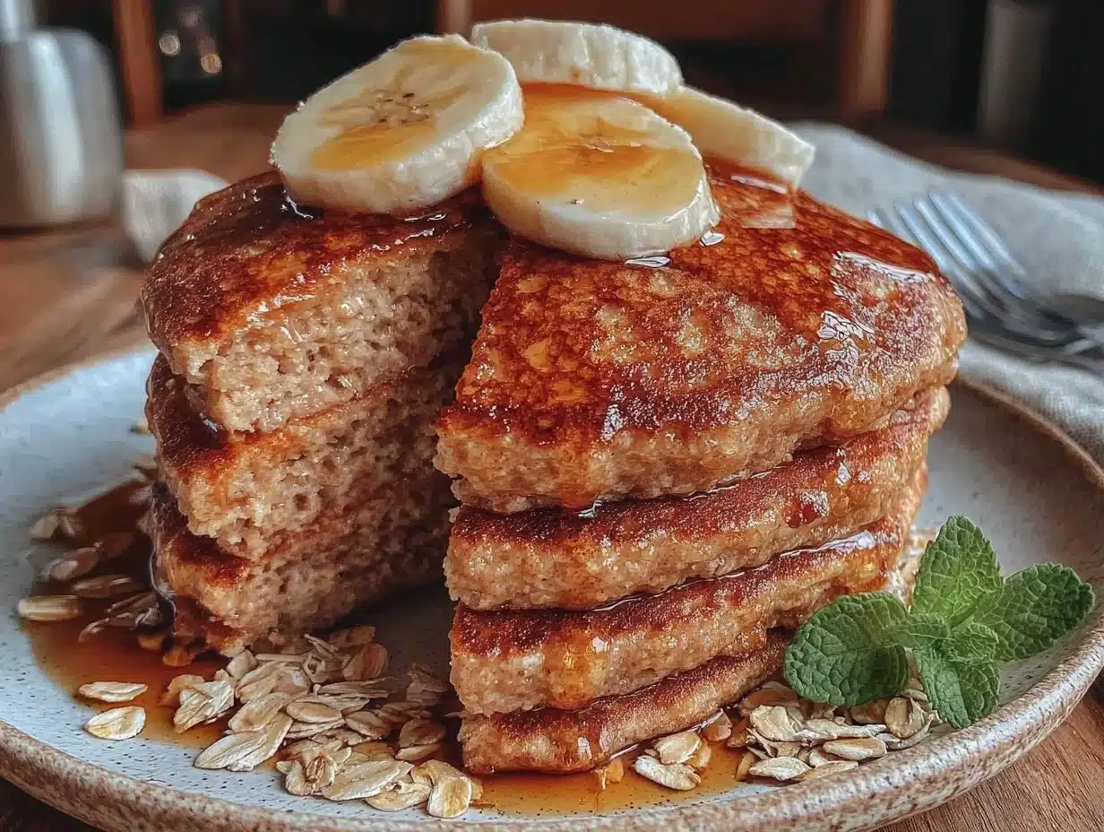 high-protein banana oat pancakes - featured image