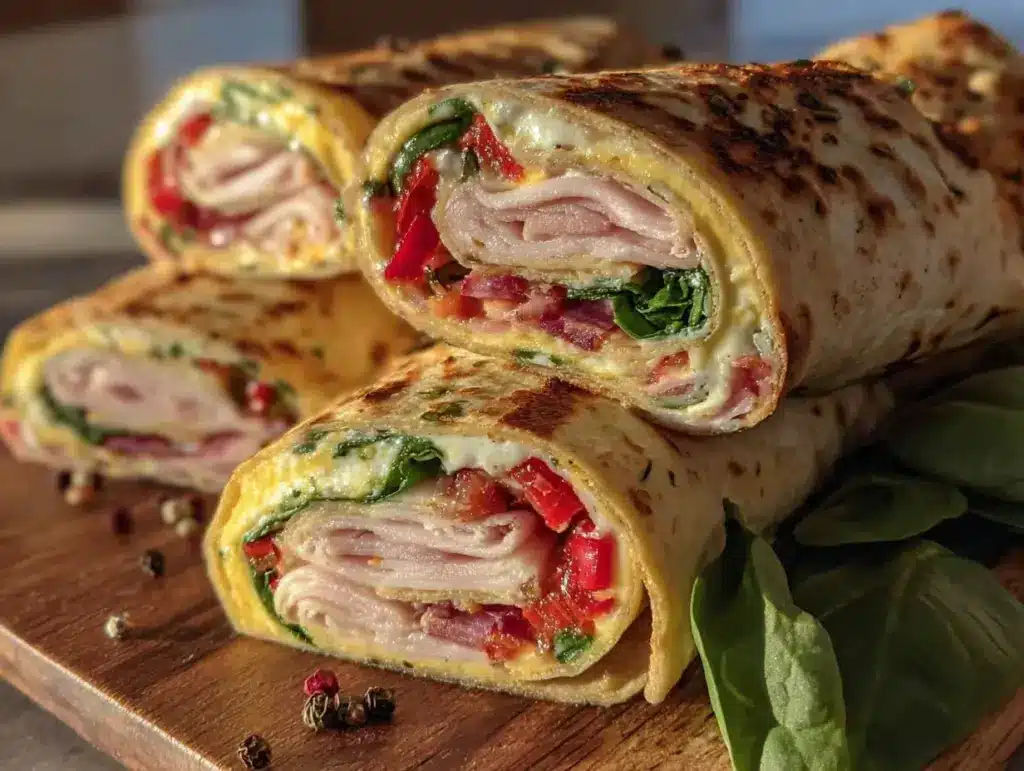 high-protein turkey pinwheel wraps - featured image