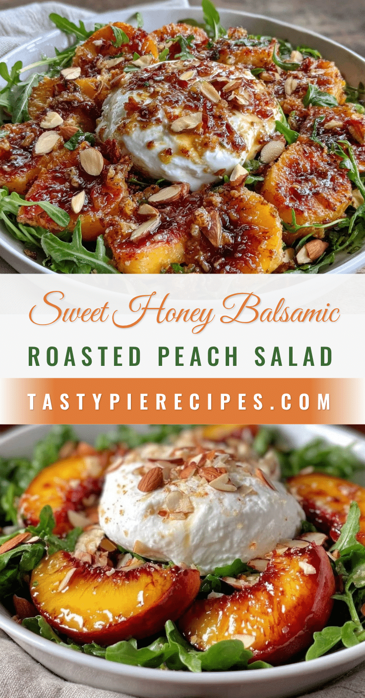 honey balsamic roasted peach salad recipe