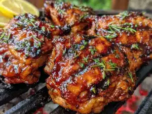 honey brown sugar grilled chicken thighs - featured image