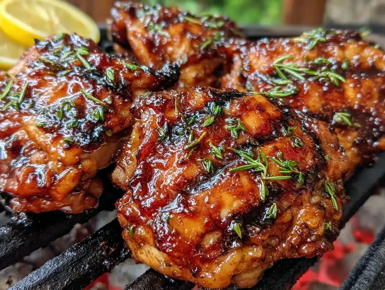 honey brown sugar grilled chicken thighs - featured image