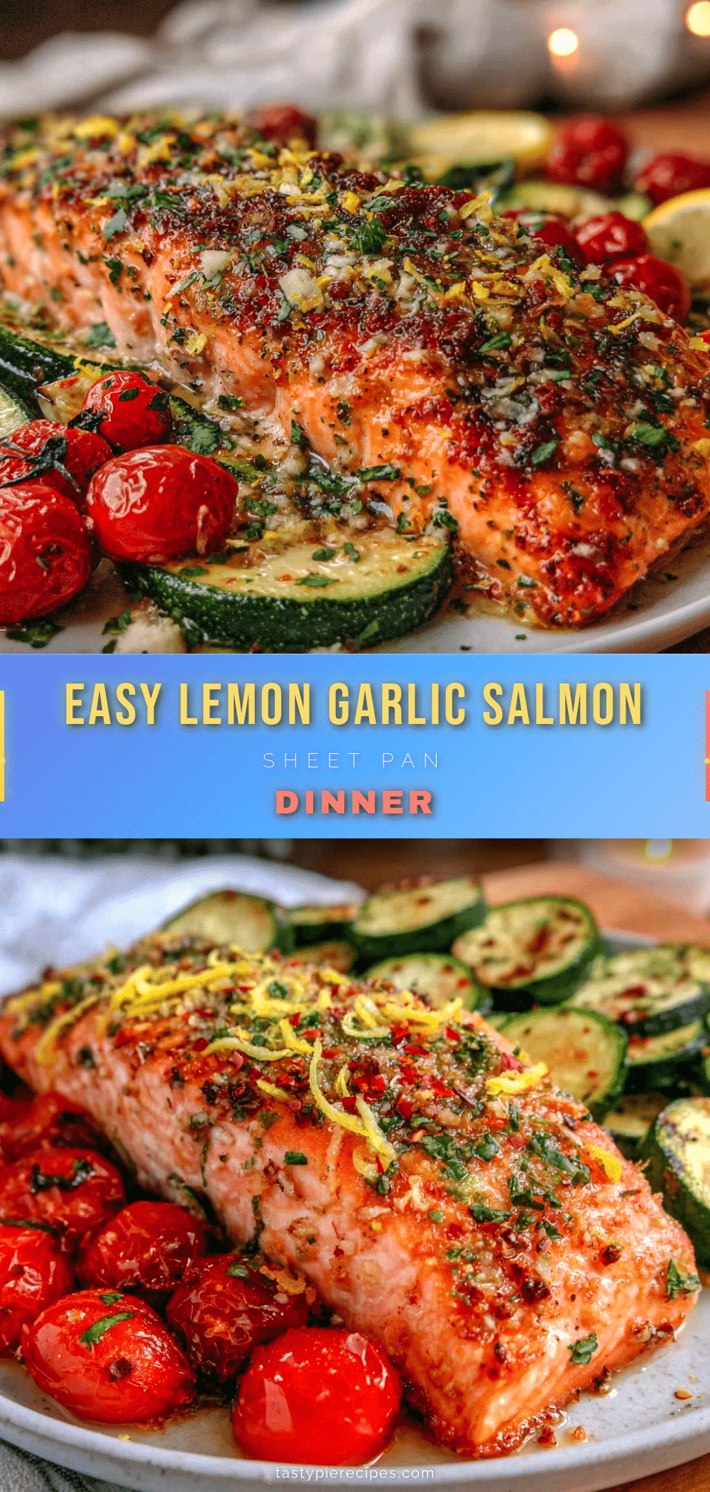 lemon garlic salmon sheet pan dinner recipe