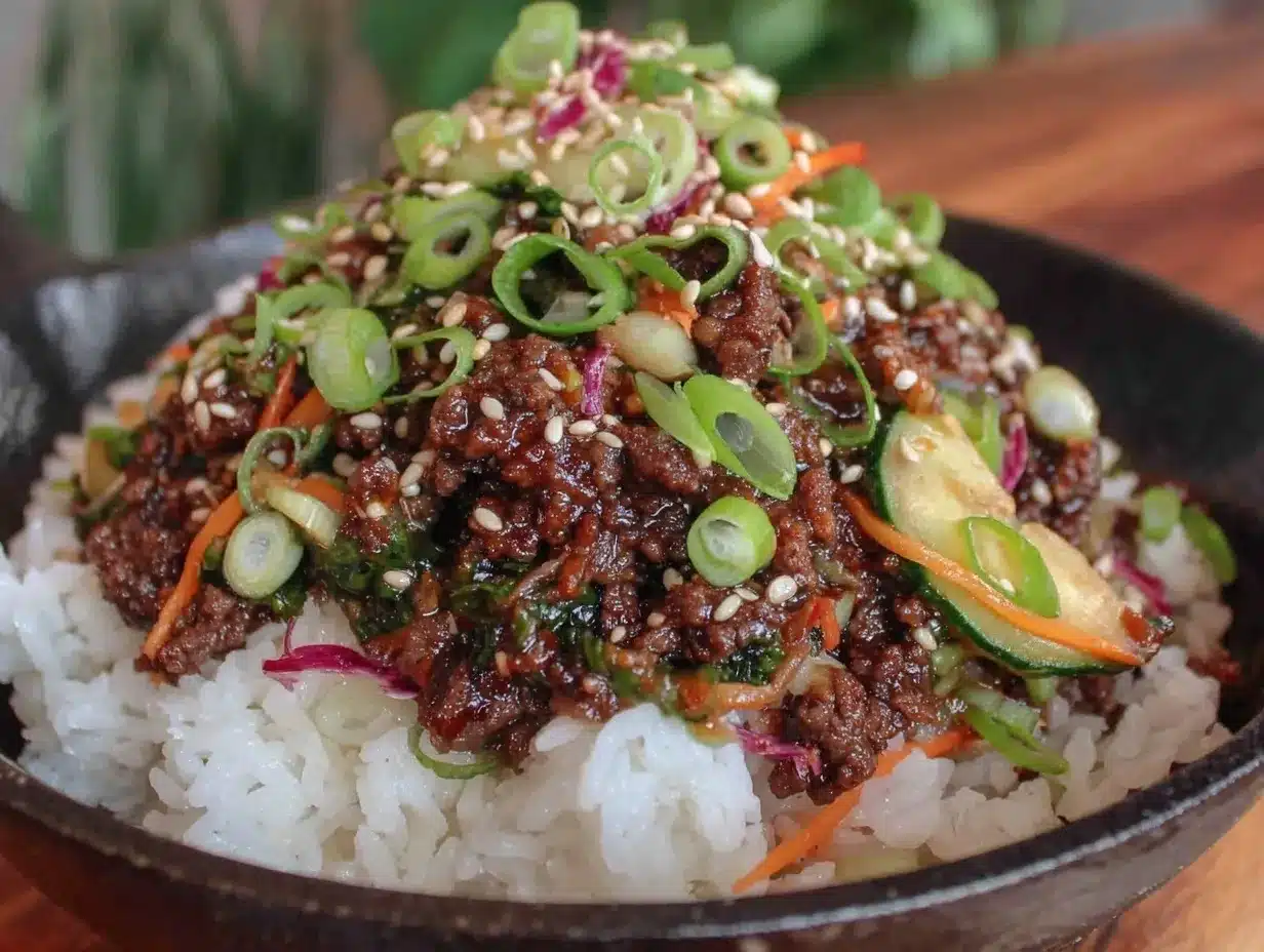 one-skillet korean ground beef rice bowl preparation steps