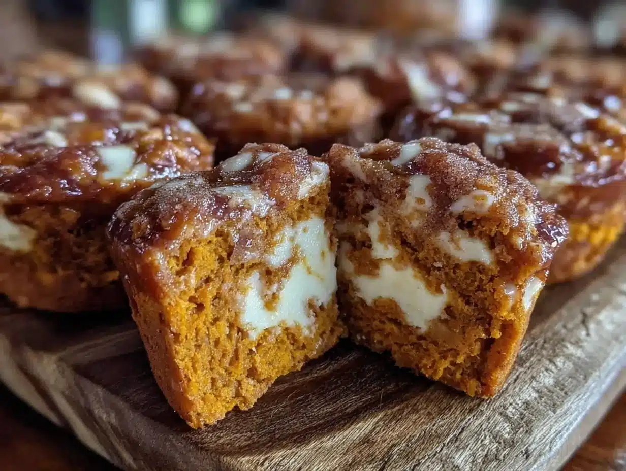 pumpkin cream cheese swirl muffins - featured image