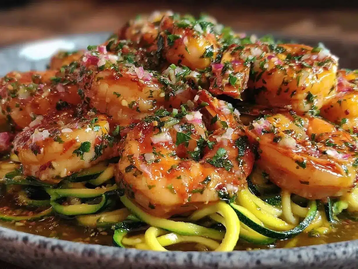 quick garlic butter shrimp and zucchini noodles preparation steps