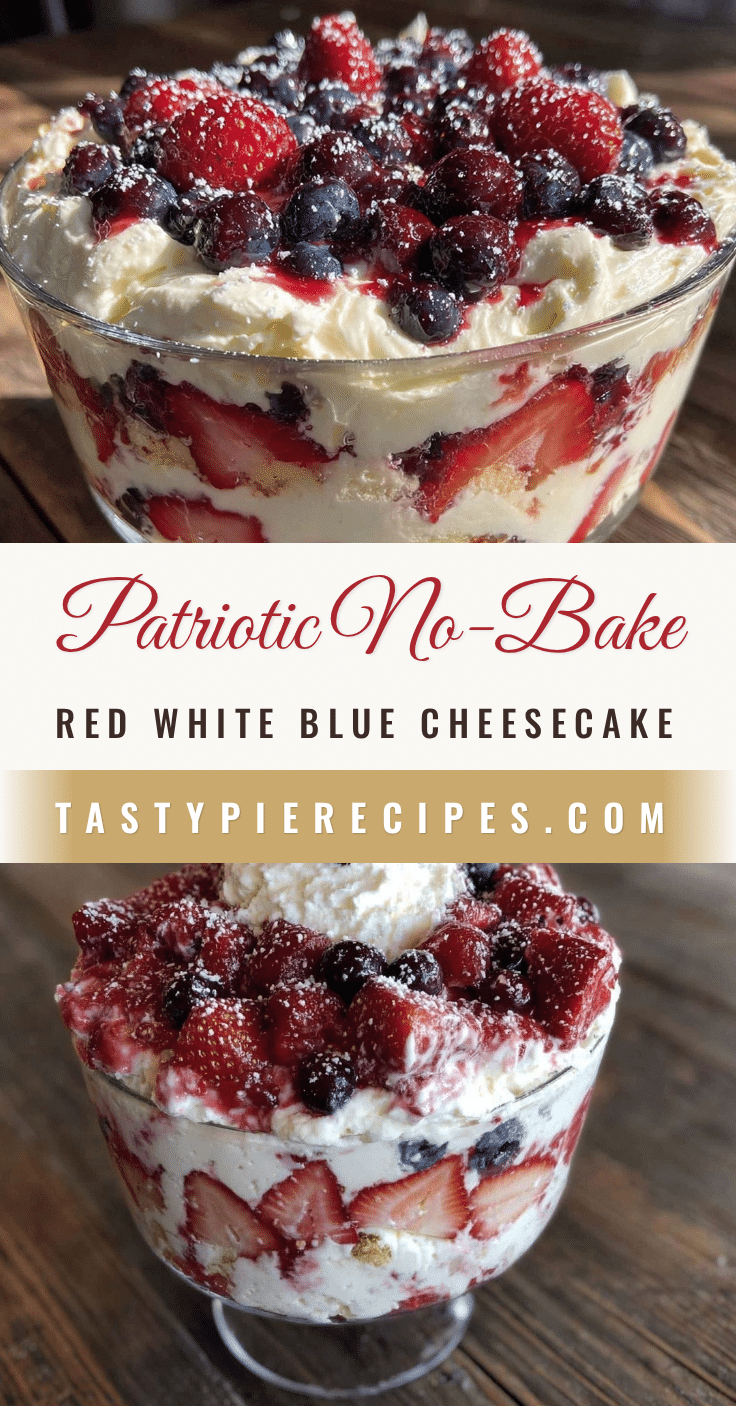 red white and blue no-bake cheesecake flag trifle recipe