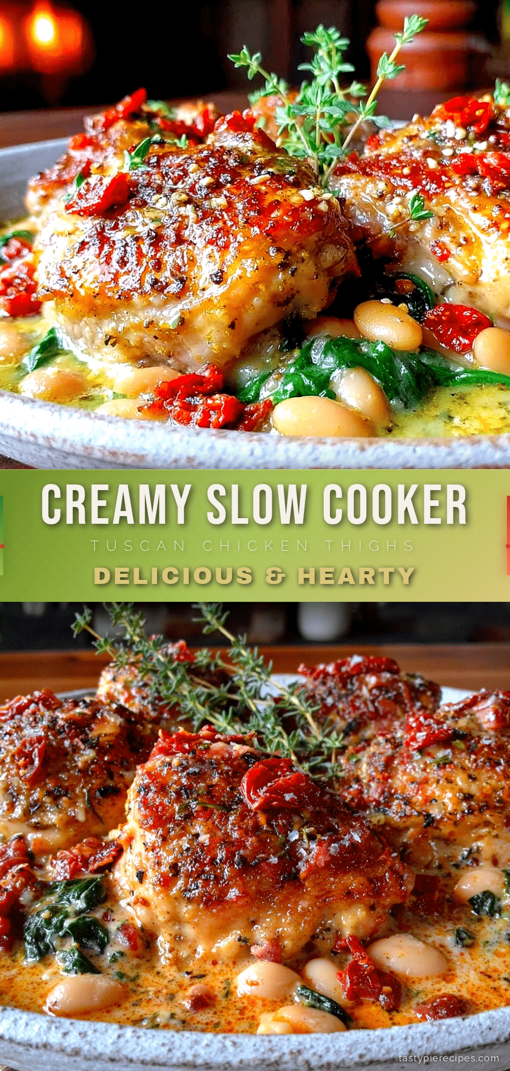 slow cooker tuscan white bean chicken thighs recipe
