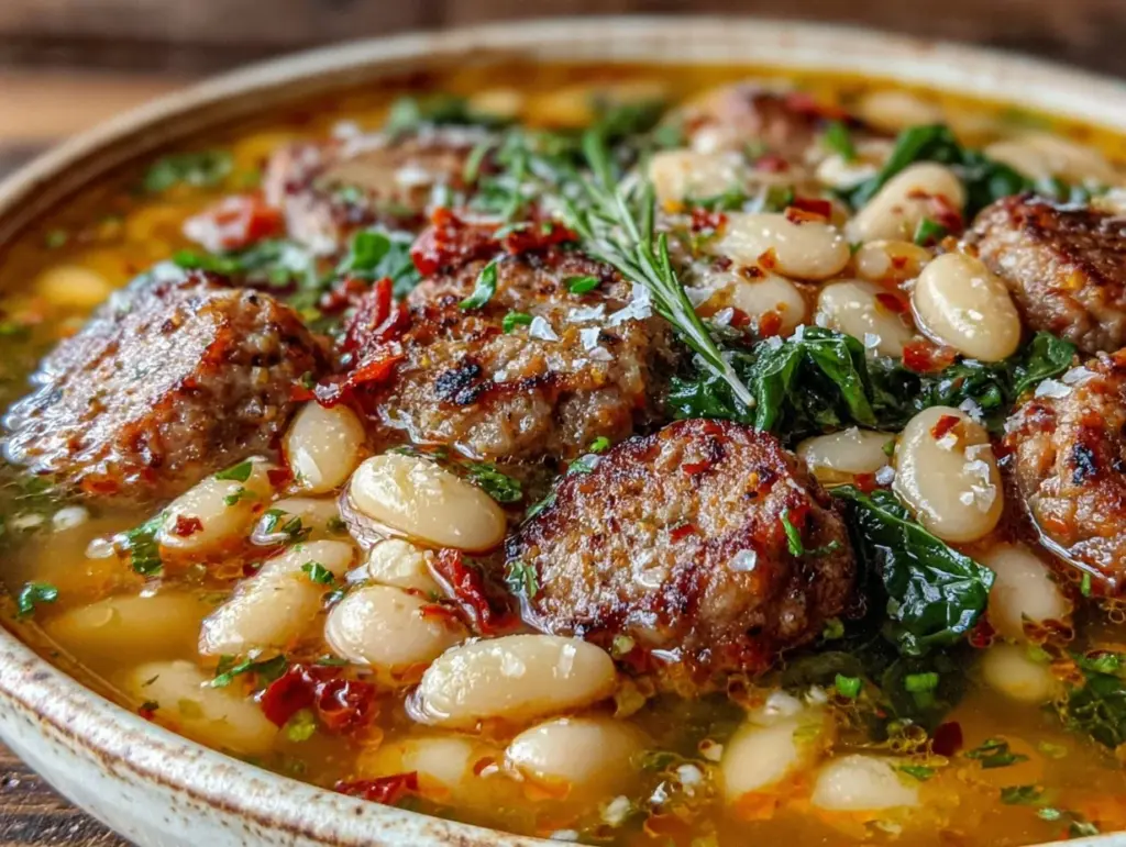 slow cooker white bean sausage kale soup - featured image
