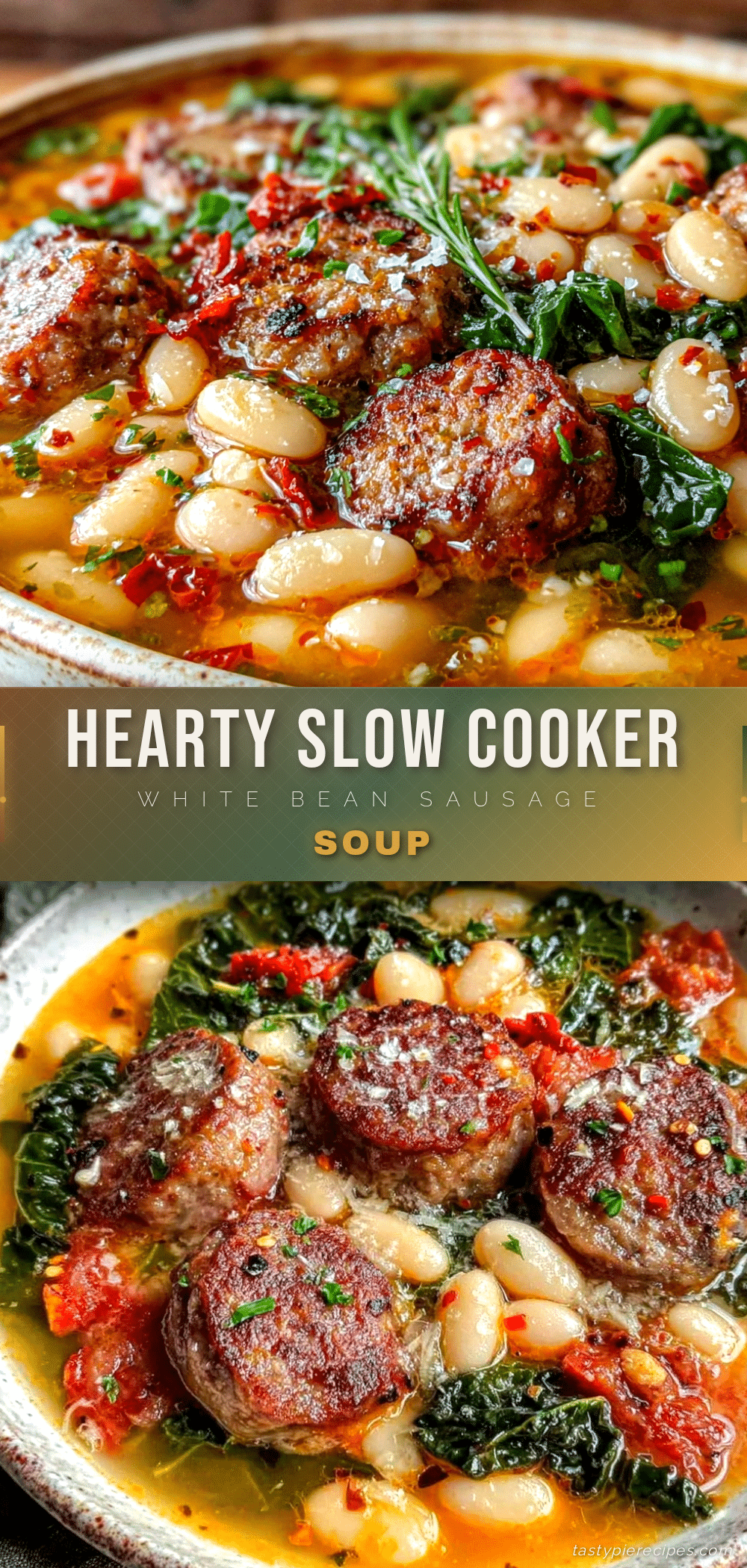 slow cooker white bean sausage kale soup recipe