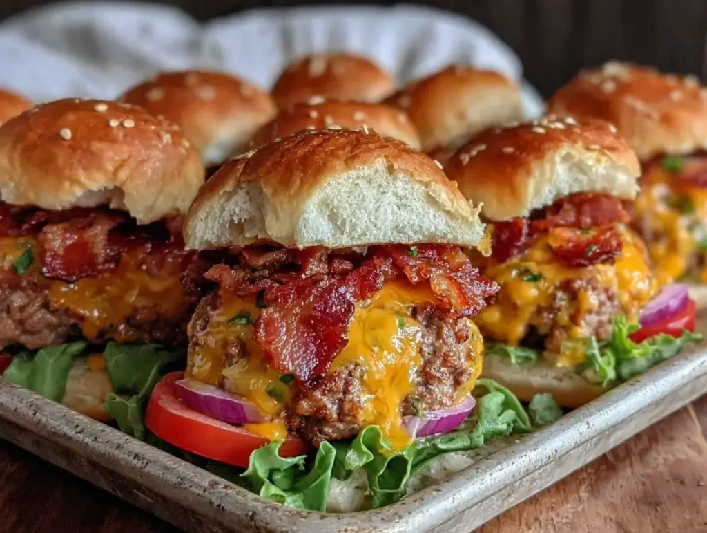 smoky chipotle bacon cheeseburger sliders - featured image