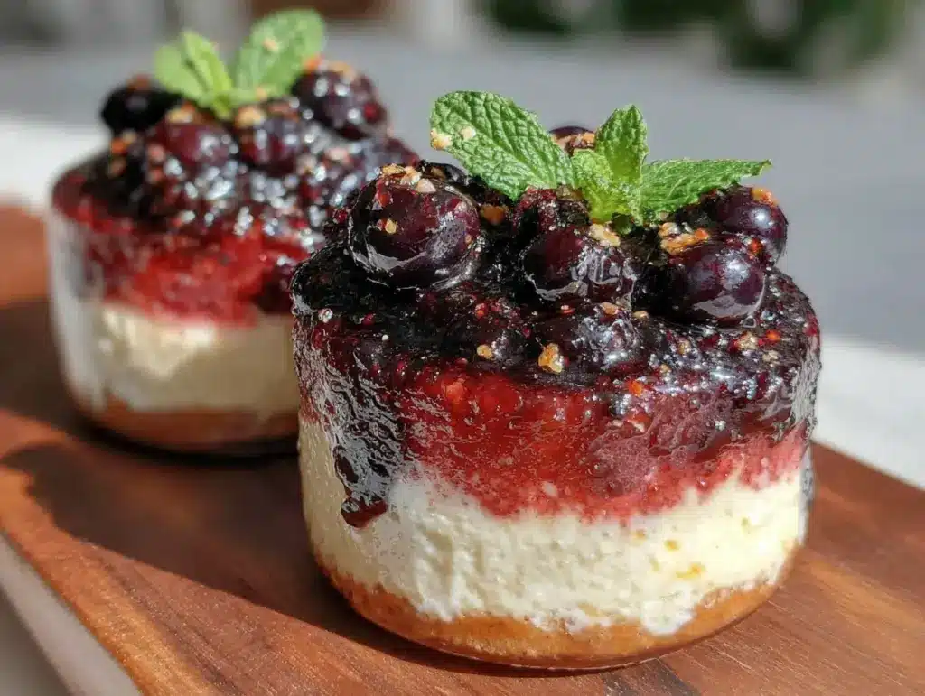 smoky red white and blue layered cheesecake jars - featured image