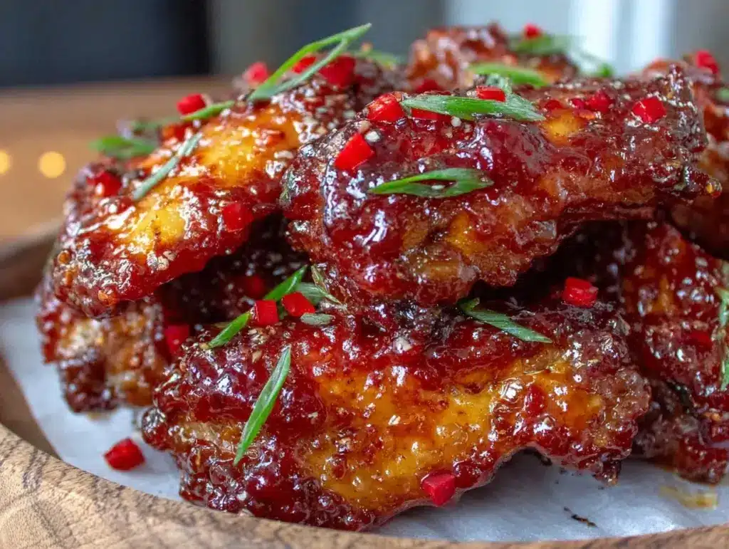 sticky honey sriracha oven-baked chicken wings - featured image