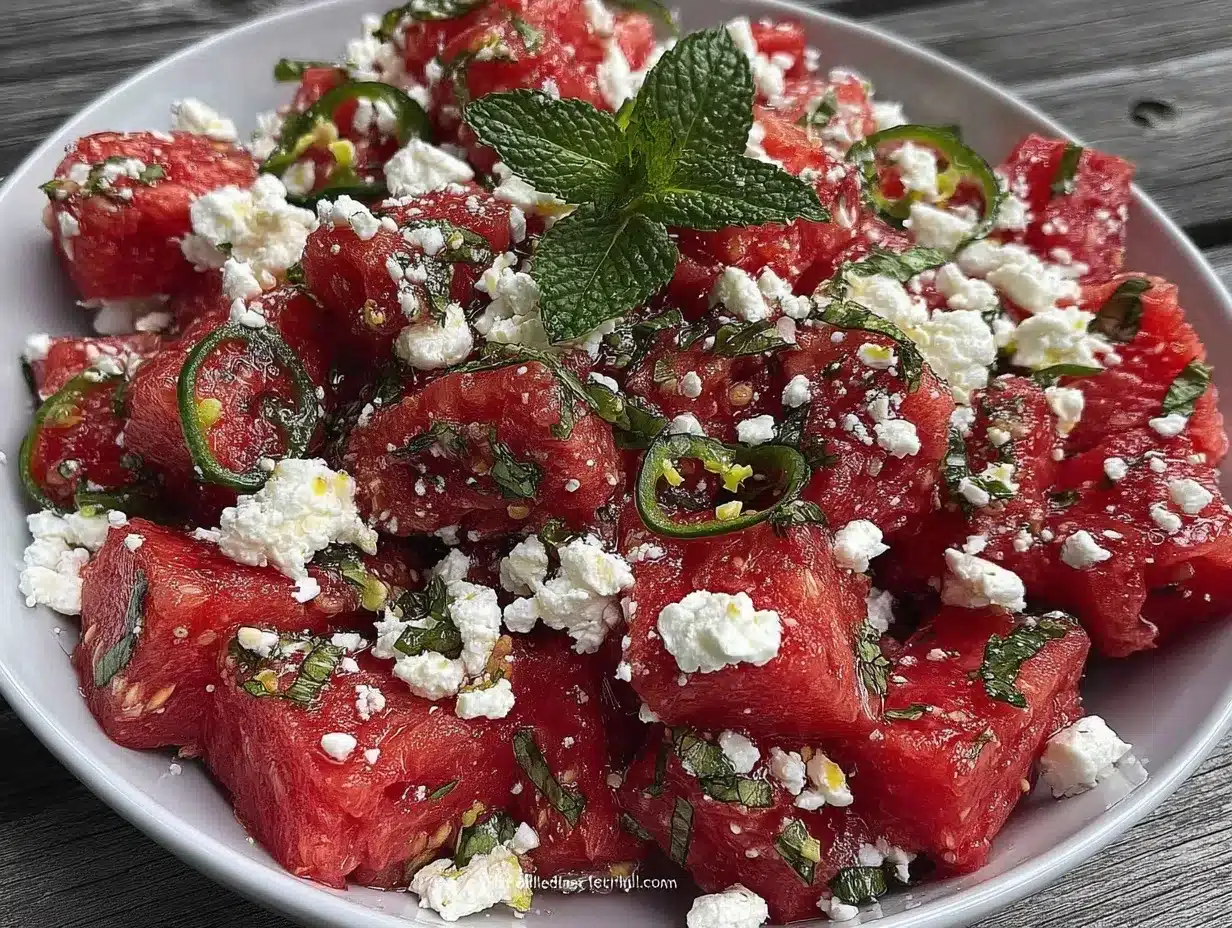 watermelon feta mint salad preparation steps