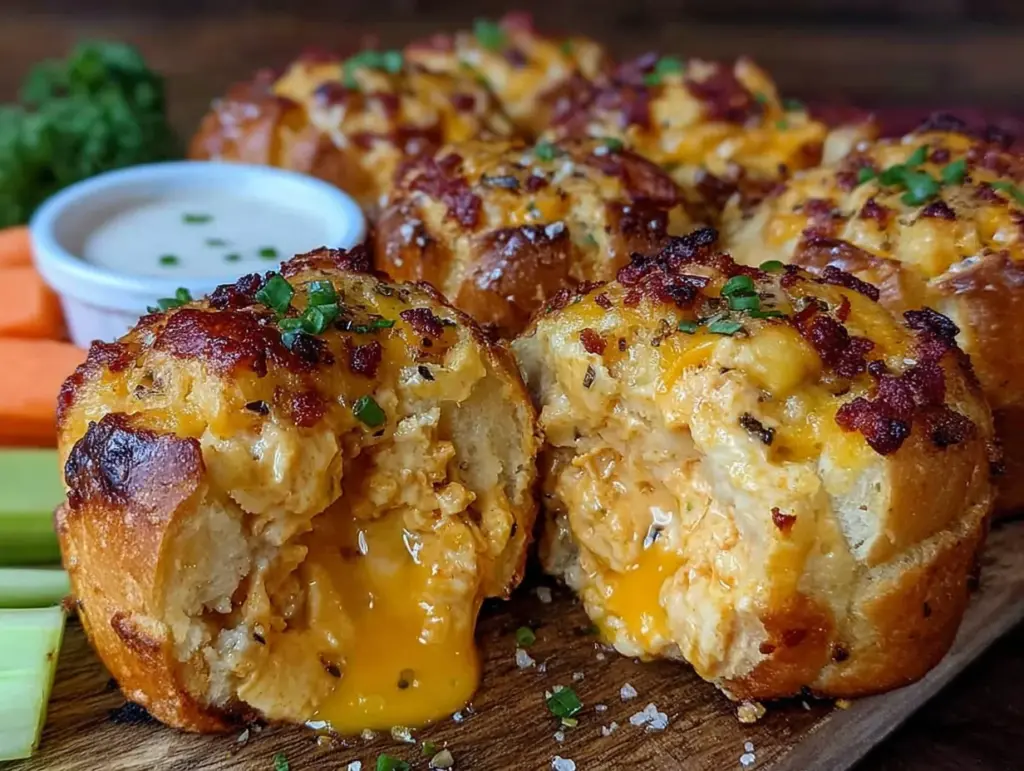 buffalo chicken dip stuffed bread bites - featured image