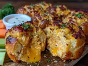 buffalo chicken dip stuffed bread bites - featured image
