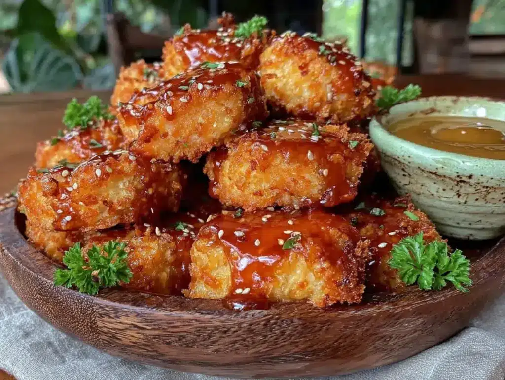 crispy air fryer honey mustard chicken nuggets - featured image