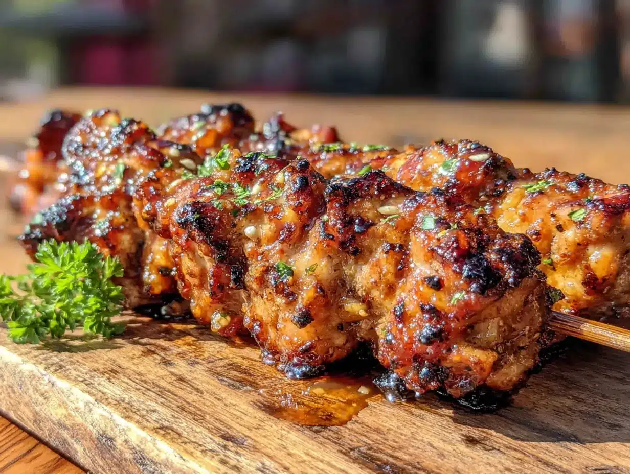 honey garlic grilled chicken skewers preparation steps