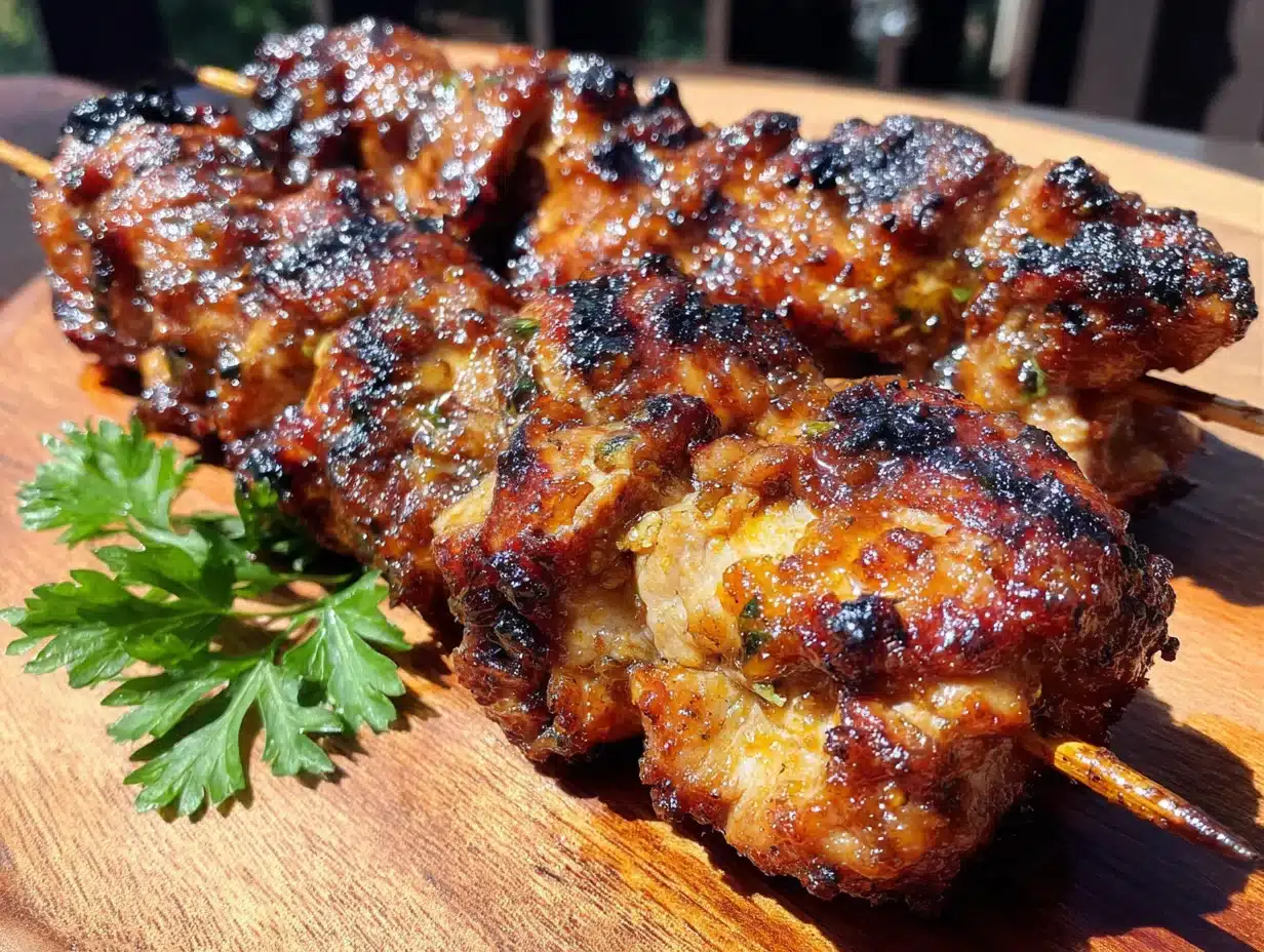 honey garlic grilled chicken skewers - featured image