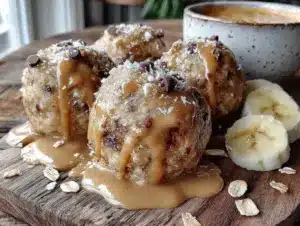 no-bake peanut butter banana energy balls - featured image