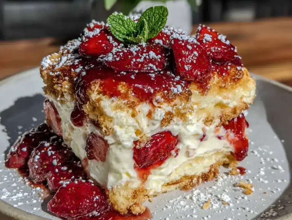 no-bake strawberry shortcake icebox cake - featured image