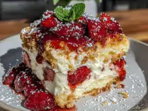 no-bake strawberry shortcake icebox cake - featured image