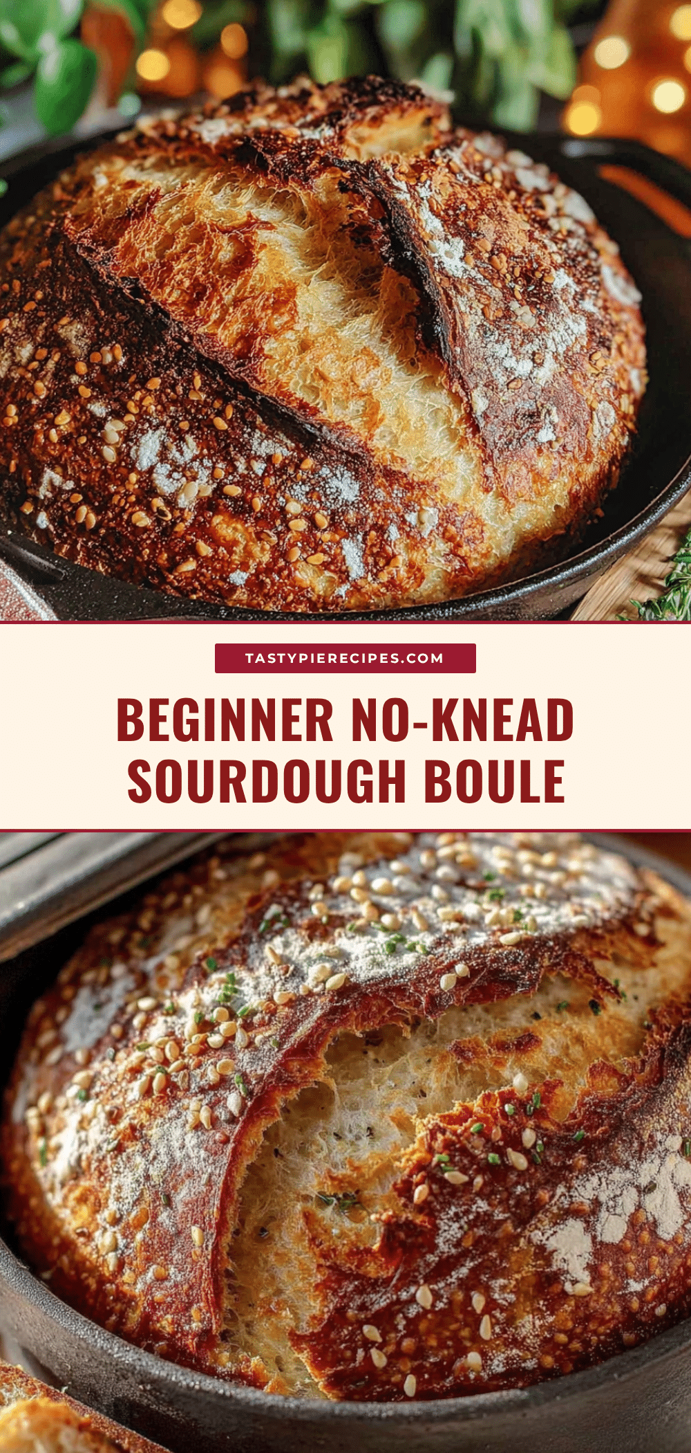 no-knead sourdough boule recipe