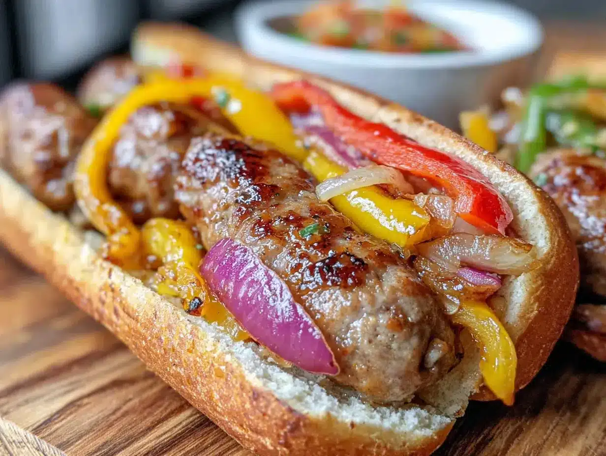 sheet pan sausage and pepper sandwiches preparation steps