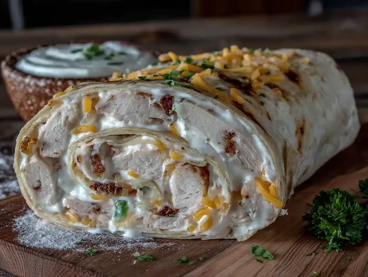 Turkey Cheddar Ranch Pinwheel Wraps preparation steps