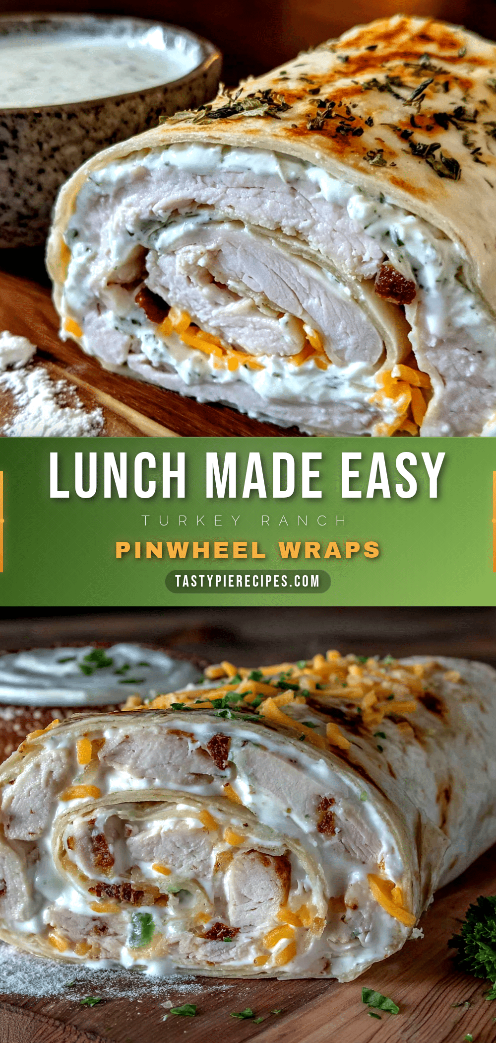 Turkey Cheddar Ranch Pinwheel Wraps recipe